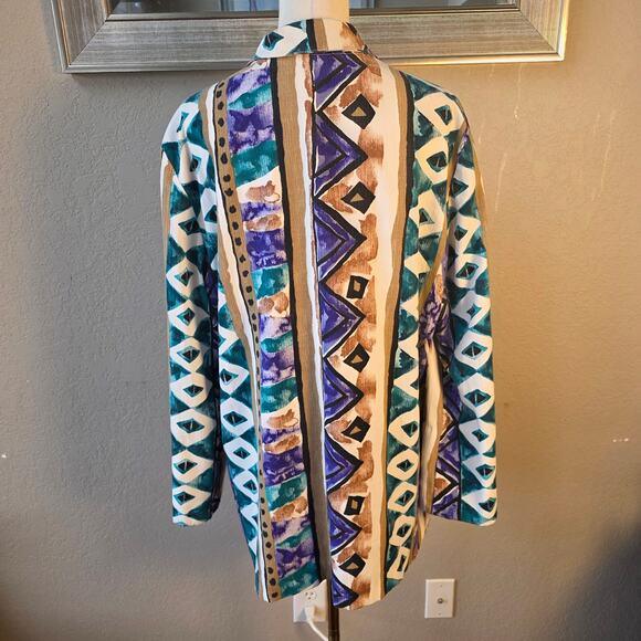 VINTAGE Toni Garment For CC Magic Wild‎ Women's Tribal Office Blazer Sz XL Multi - Picture 4 of 8